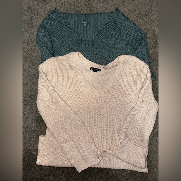 American Eagle Outfitters Sweaters - Two Cream and Blue Sweaters